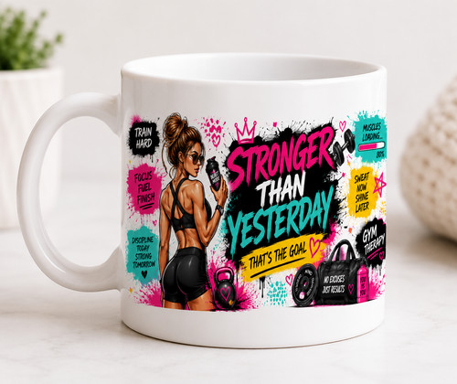 Gym motivation mug stronger - gym,